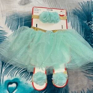 Kidgets Mint and Gold Tutu Set with Headband